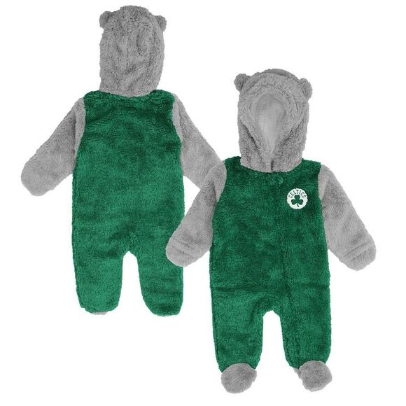 NWT NBA BABY Boston Celtics Kelly Green Teddy Bear Fleece Full-Zip Sleeper 3-6 M - Picture 1 of 14